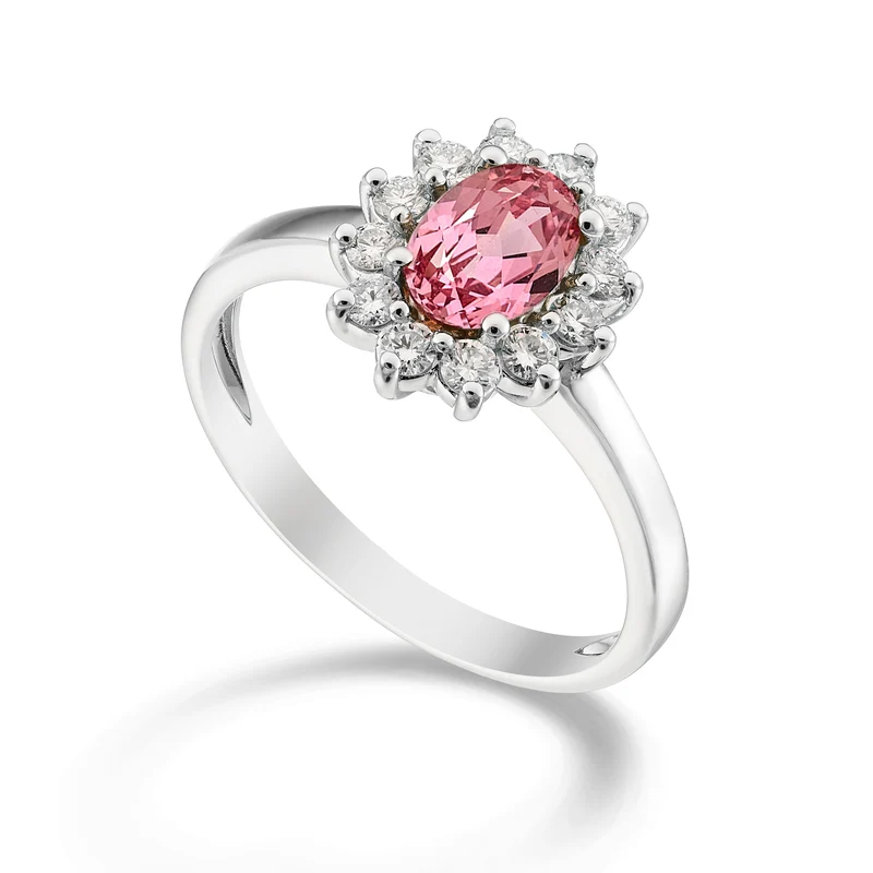 Nihama an 18k zaffiro rosa ovale 7x5 ct.0,80 diam. ct.0,30 NA5094O4ZFRP
