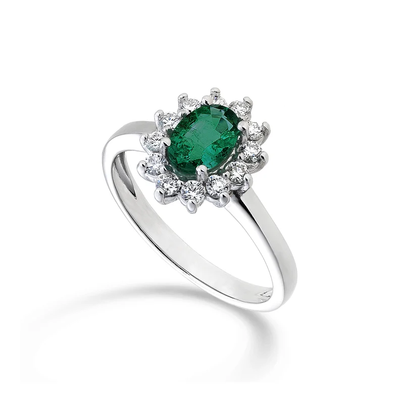 Nihama an 18k smeraldo n. ovale 7x5 ct.0,69 diam. ct.0,30 NA5094O4SMN069