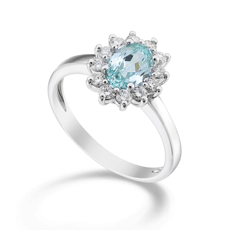 Nihama an 18k tormalina paraiba ovale 7x5 ct.0,80 diam. ct.0,30 NA5094O4PAR