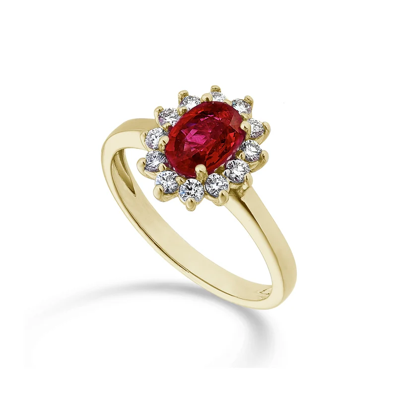 Nihama an 18k rubino ovale 7x5 oro giallo ct.0,90 diam. ct.0,30 NA5094O1RBC