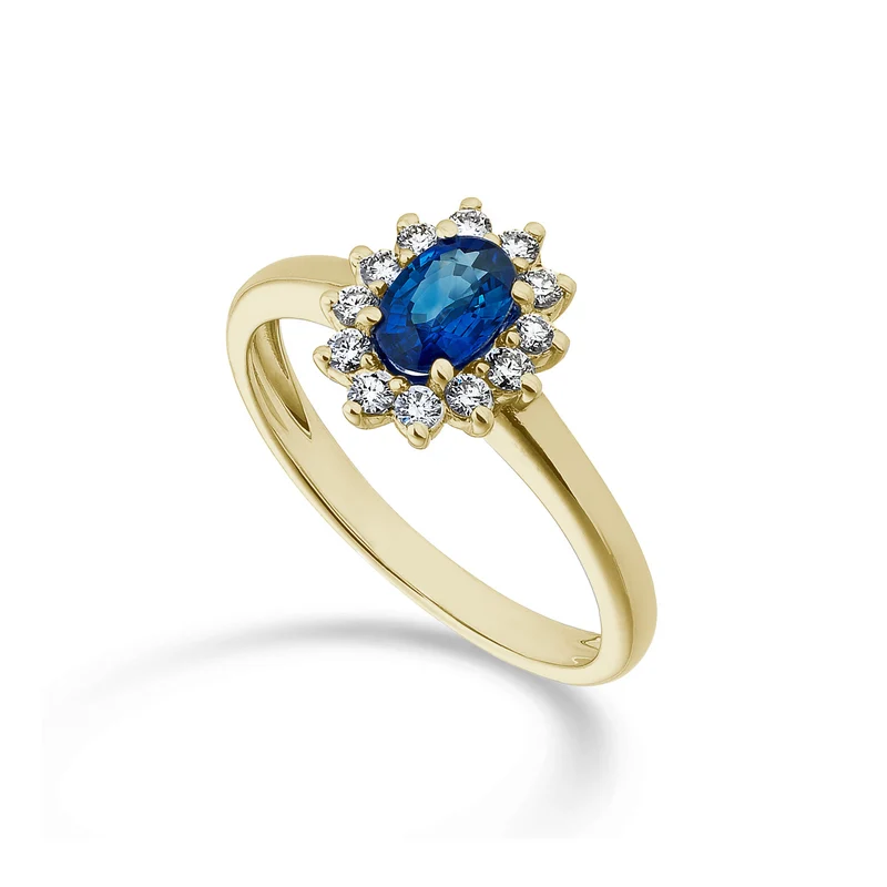 Nihama an 18k zaffiro ovale 6x4 oro giallo ct.0,40 diam. ct.0,23 NA5093O1ZFD