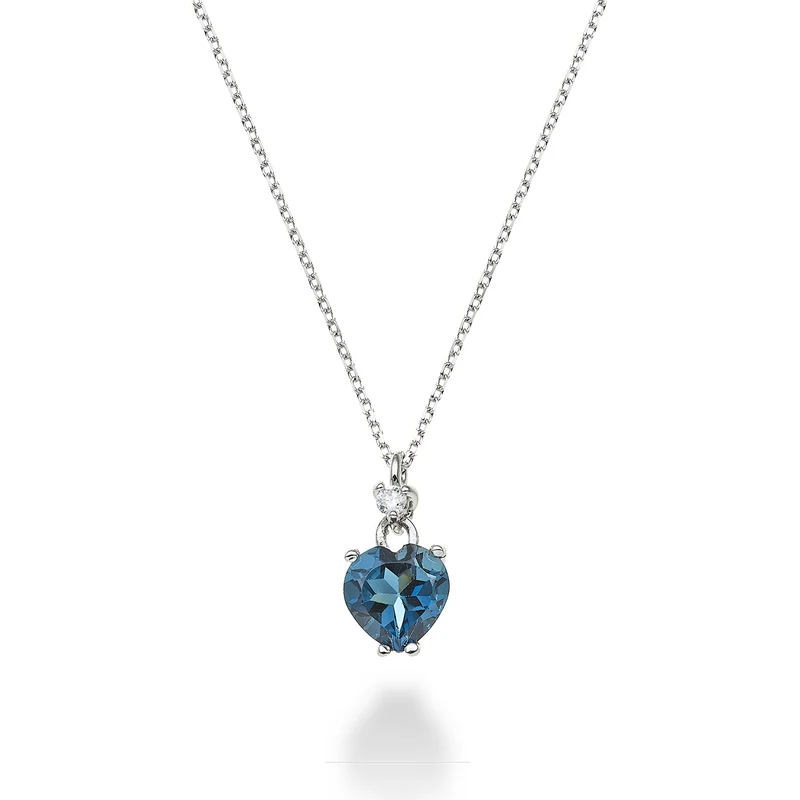 Mikiko cl 18k topazio blu london cuore 6x6 ct.0,85 diam. ct.0,02 MPCL198DITPBL66O4