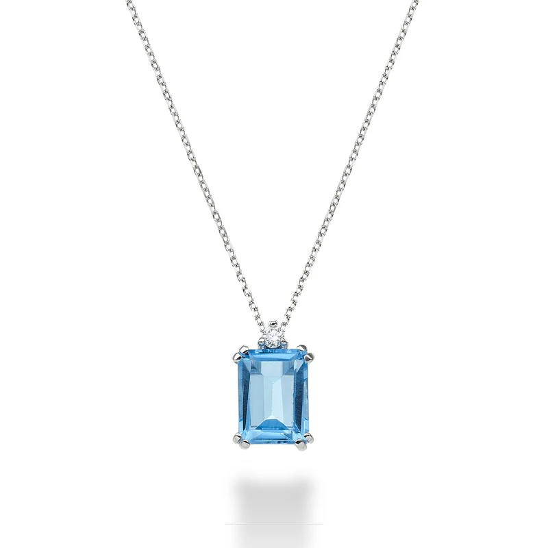 Mikiko cl 18k topazio azzurro ottagonale 8x6 ct.2,10 diam. ct.0,03 MPCL090DITPAZ3O4