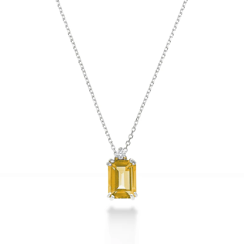 Mikiko cl 18k citrino ottagonale 7x5 ct.0,85 diam. ct.0,025 MPCL090DICITR2O4