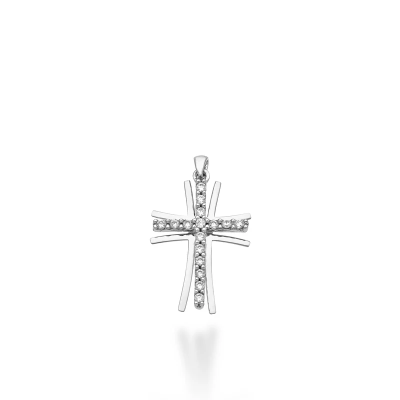 Mikiko pe 18k ct.0,15 croce oro bianco cm.1,7 MP5020O4BR015