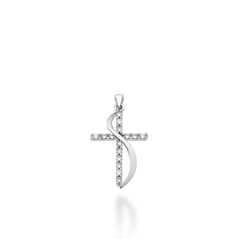 Mikiko pe 18k ct.0,15 croce oro bianco cm.1,7 MP5019O4BR015