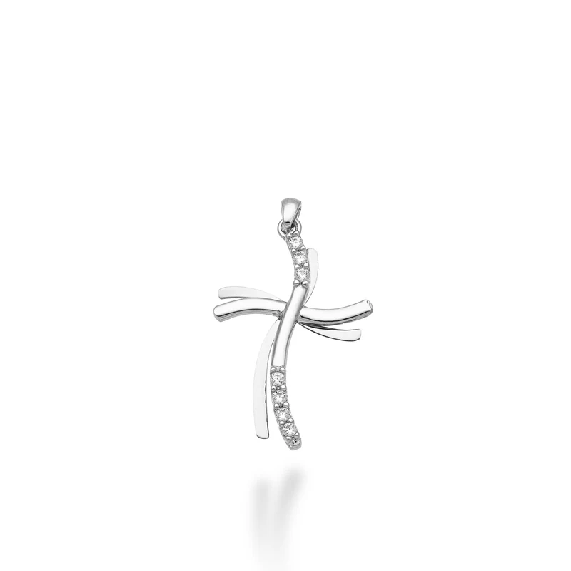 Mikiko pe 18k ct.0,07 croce oro bianco cm.1,8 MP5016O4BR007