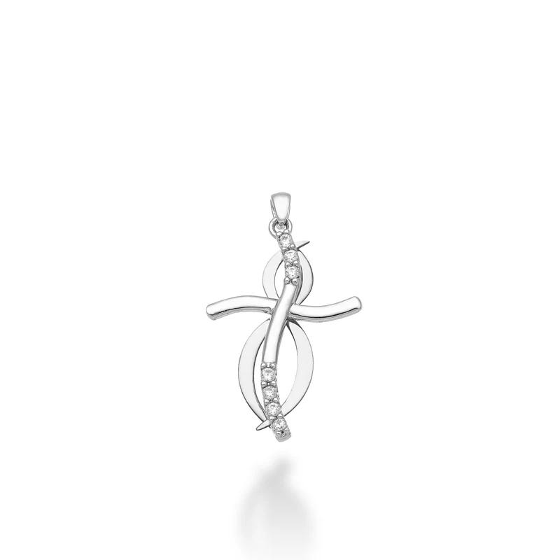 Mikiko pe 18k ct.0,07 croce oro bianco cm.1,9 MP5014O4BR007