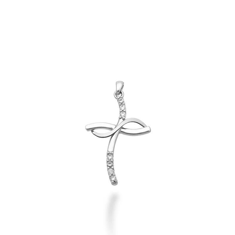 Mikiko pe 18k ct.0,07 croce oro bianco cm.1,9 MP5013O4BR007