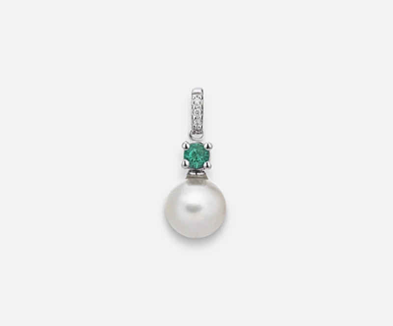 Mikiko pe 18k fw 6,5/7 smeraldo tondo mm2,75 ct.0,10 dia ct.0,01 MP0397O4FABI065