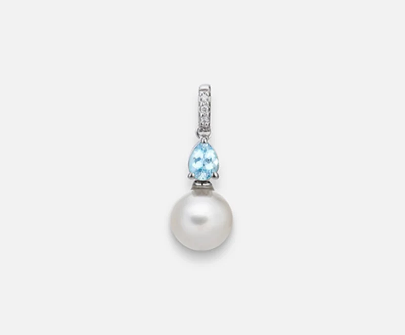 Mikiko pe 18k fw 6,5/7 acquamarina goccia 4x3 ct.0,13 dia ct.0,01 MP0389O4FABI065-AM