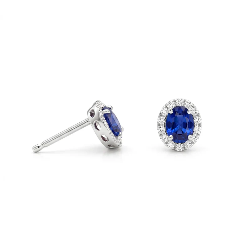 Mikiko or 18k zaffiro ovale 5x4 con contorno di diamanti MO5184O4ZFD