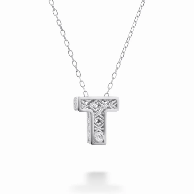 Mikiko cl 18k lettera t oro bianco diam. ct.0,01 MDLETTO4