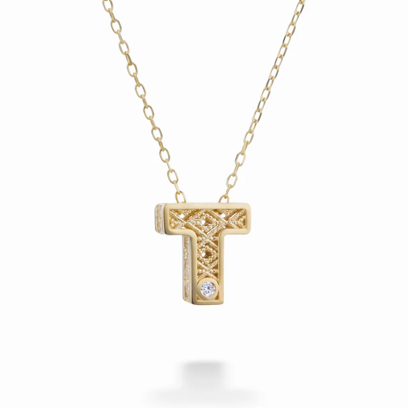 Mikiko cl 18k lettera t oro giallo diam. ct.0,01 MDLETTO1