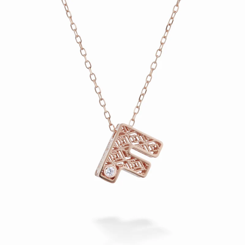 Mikiko cl 18k lettera f oro rosè diam. ct.0,01 MDLETFO3