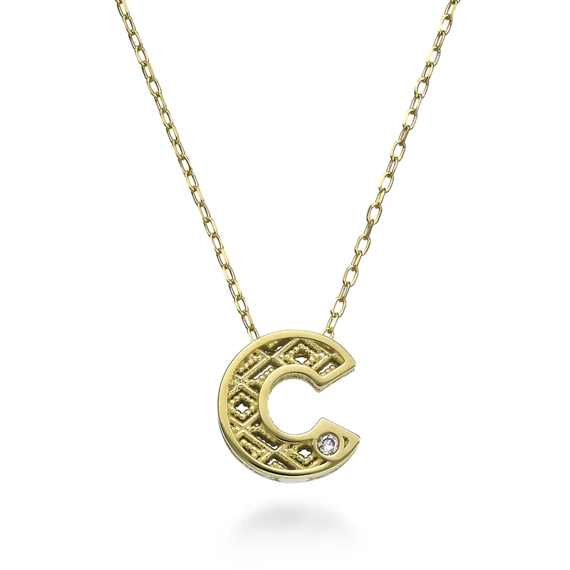 Mikiko cl 18k lettera c oro giallo diam. ct.0,01 MDLETCO1