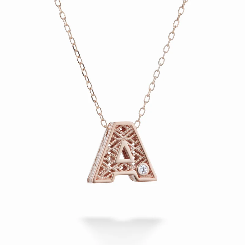 Mikiko cl 18k lettera a oro rosè diam. ct.0,01 MDLETAO3