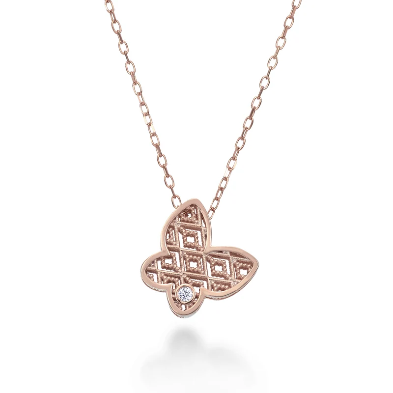 Mikiko cl 18k farfalla oro rosè diam. ct.0,01 MDFARFO3