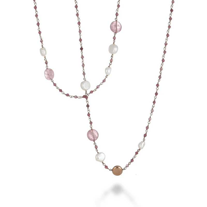 Mikiko cl ag925 fw bar 6/7 9/10 quarzo rosa cm.80 MD7596A3QUARZOROSA