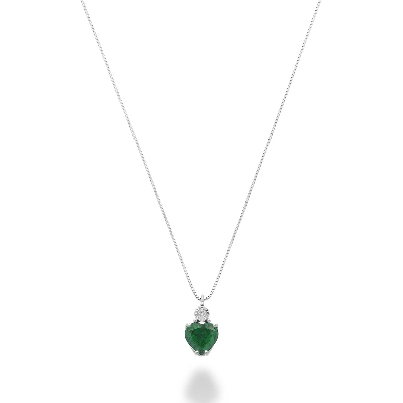 Mikiko cl 18k smeraldo cuore 5x5 con diamantino MD5195O4BE
