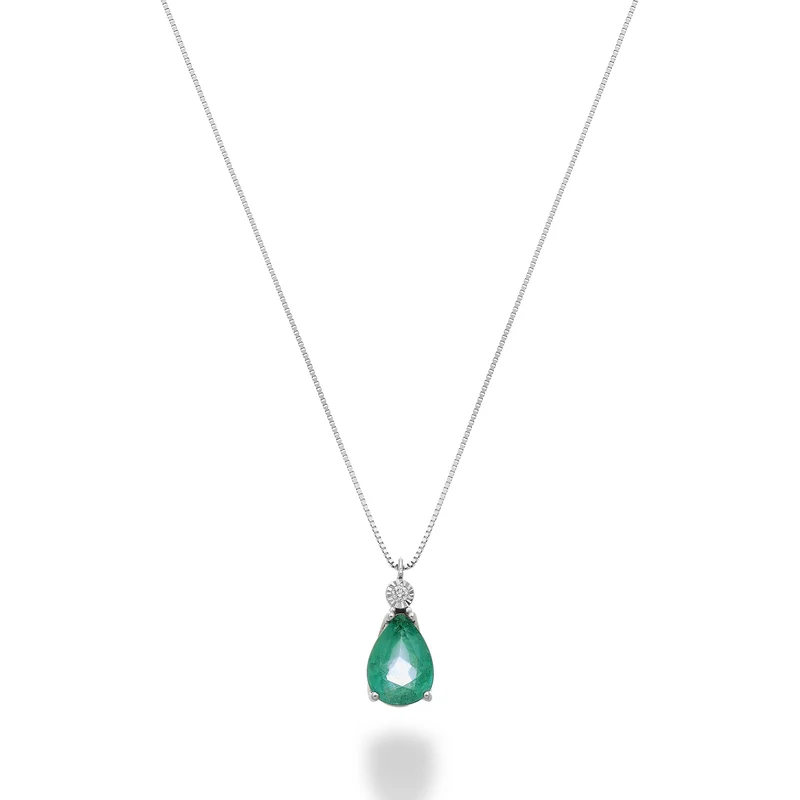 Mikiko cl 18k smeraldo n. goccia 7x5 con diamantino MD5194O4SMN065