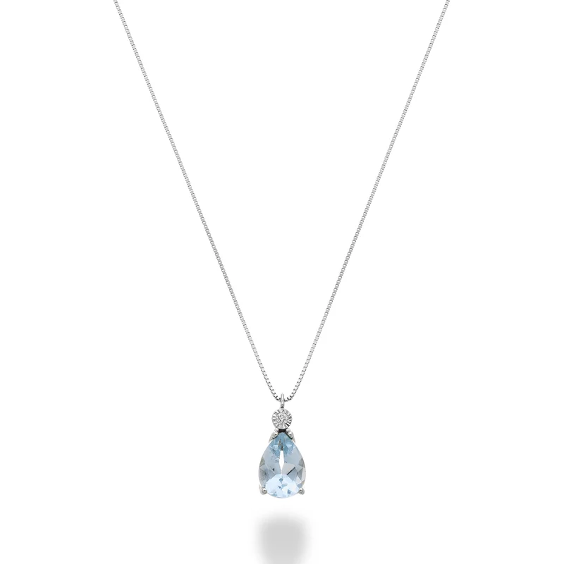 Mikiko cl 18k acquamarina goccia 7x5 con diamantino MD5194O4AM