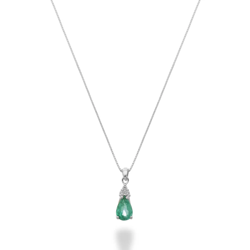 Mikiko cl 18k smeraldo goccia 6x4 con tre diamantini MD5192O4BE
