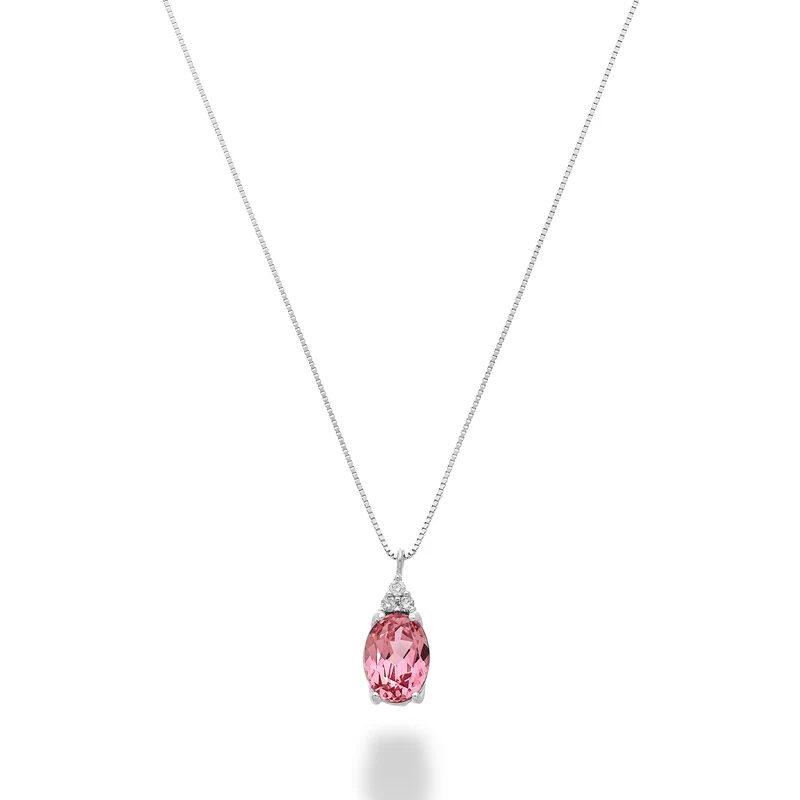 Mikiko cl 18k zaffiro rosa ovale 7x5 con tre diamantini MD5189O4ZFRP