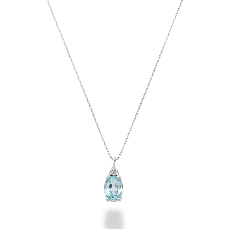 Mikiko cl 18k tormalina paraiba ovale 7x5 con tre diamantini MD5189O4PAR