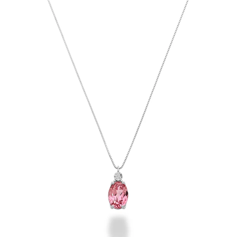 Mikiko cl 18k zaffiro rosa ovale 7x5 con diamantino MD5186O4ZFRP