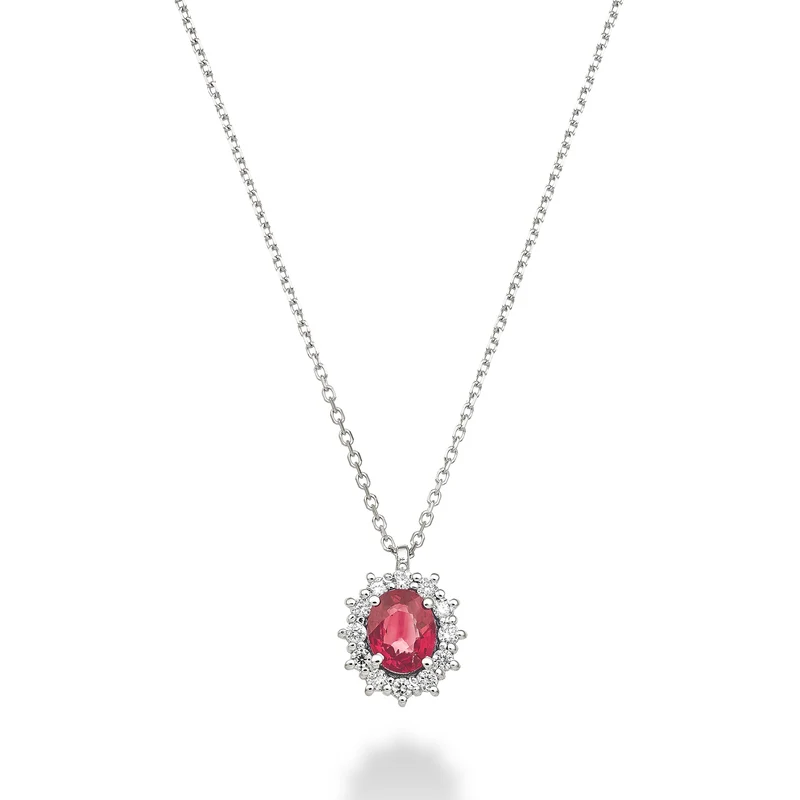 Mikiko cl 9k rubino n. ovale 5x4 ct.0,40 diam. ct.0,10 MD5126R4RBN