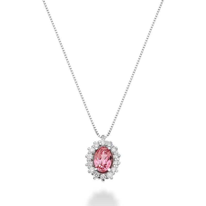 Mikiko cl 18k zaffiro rosa ovale 6x4 ct.0,60 diam. ct.0,13 MD5086O4ZFRP