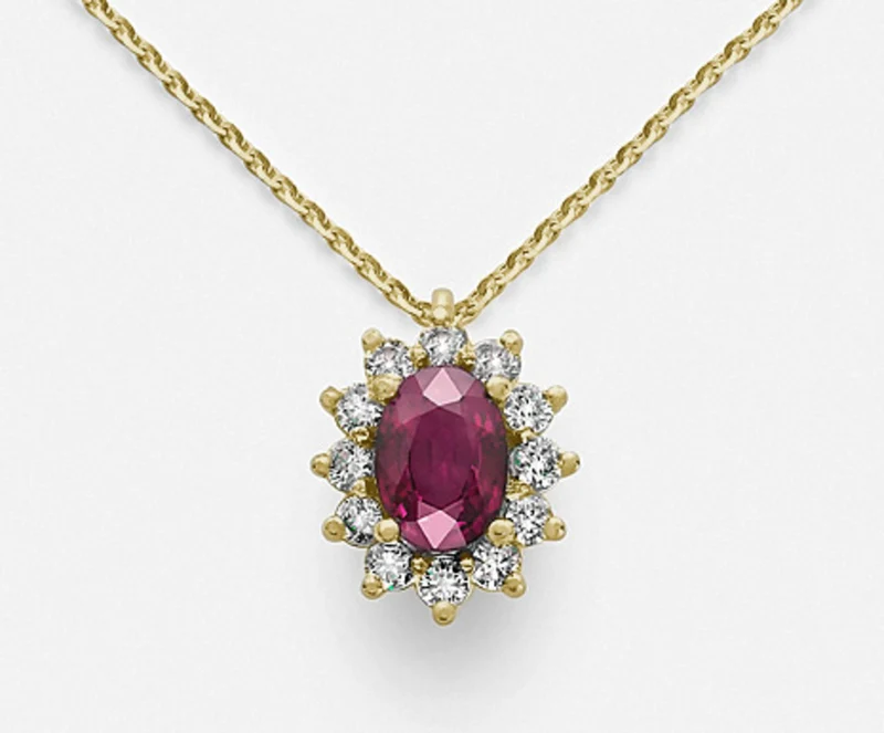 Mikiko cl 18k rubino n. ovale 7x5 ct 0,85 diam. ct.0,30 oro giallo MD5048O1RBN085