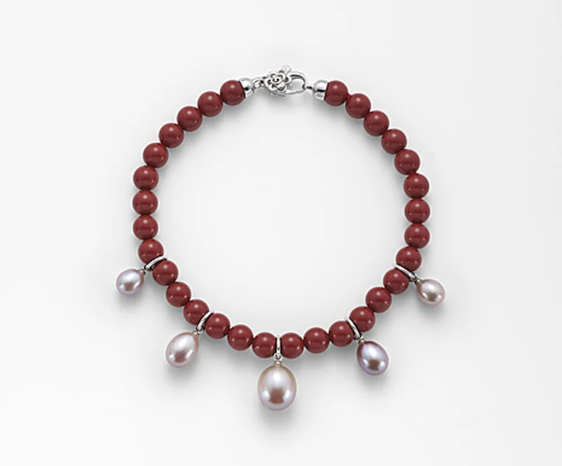 Mikiko br ag925 fw mu drop 5,5/6 6,5/7 8/8,5 agglomerato di corallo rosso 6mm MB7372A4COROSSO