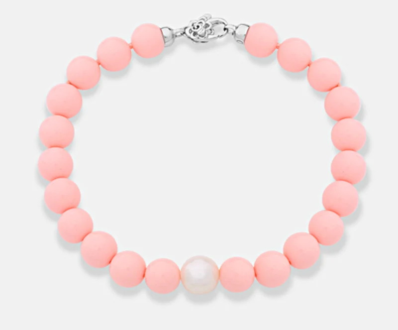 Mikiko br ag925 fw 9/10 agglomerato di corallo rosa 8mm MB7364A4CORALLO