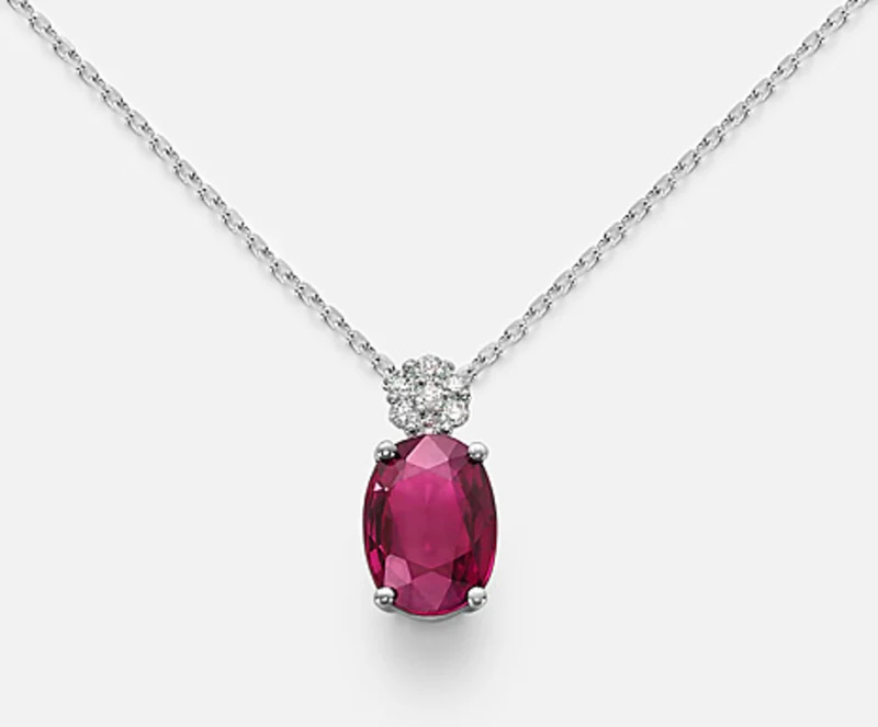 Mikiko cl 18k rubino n. ovale 7x5 ct.0,85 diam. ct.0,045 MD5025O4RBN085