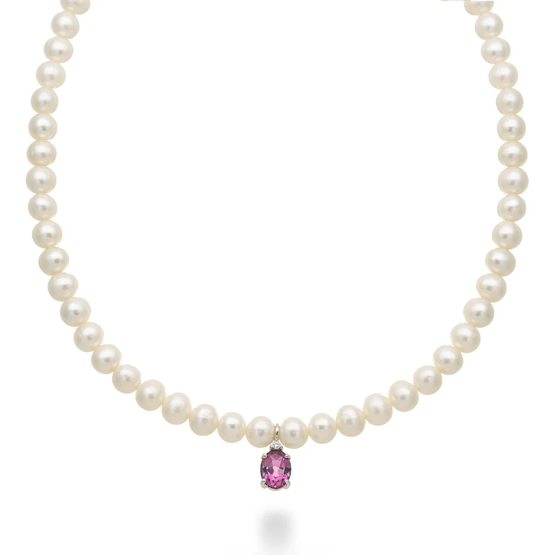 Mikiko cl 18k fw 5,5/6 topazio pink ovale 6x8 ct.1,40 diam. ct.0,02 anellino a molla MC1576O4TPPK55