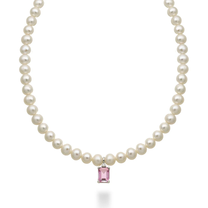 Mikiko cl 18k fw 5,5/6 topazio pink ott. 6x8 ct.1,90 diam. ct.0,02 anellino a molla MC1575O4TPPK55