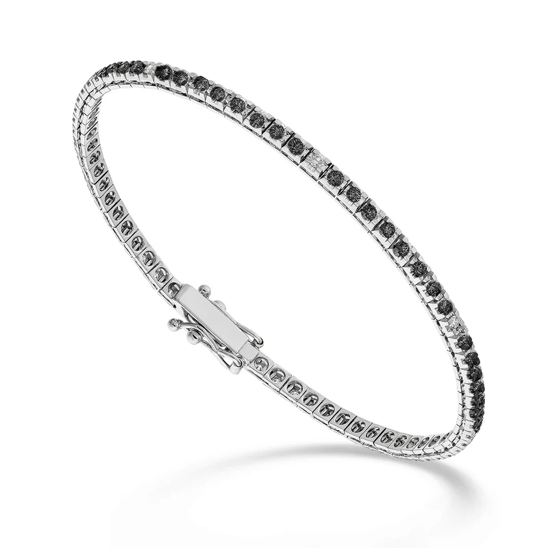 Mikiko br tennis 18k spinello nero ct.1,90 diamanti ct.0,16 cm.17,5 - 80 castoni MBTQ220SBKDIO4