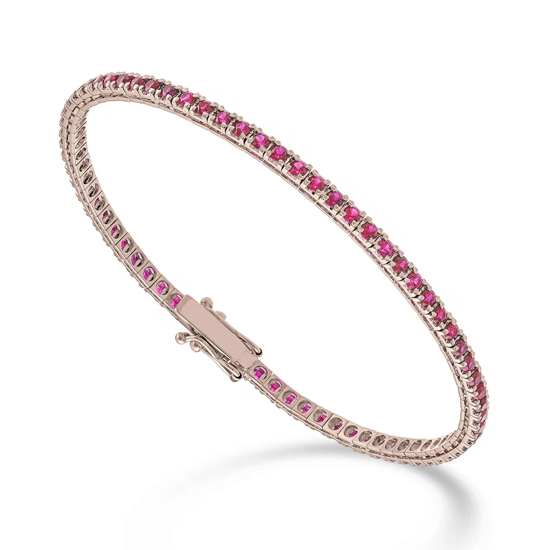 Mikiko br tennis 18k rubini ct.2,30 cm.17,5 oro rosa - 80 castoni MBTQ220RBRO3