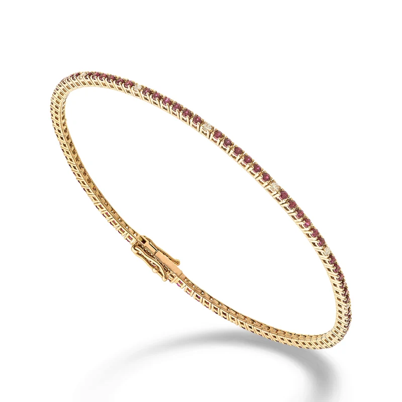 Mikiko br tennis 18k rubini ct.1,05 diamanti ct.0,13 cm.17,2 oro rosa- 94 castoni MBTF0011RBRDIO3