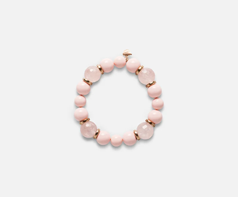 Mikiko br ag925 agglomerato di corallo rosa 12/10mm. quarzo rosa 14mm MB7406A3CORALLO