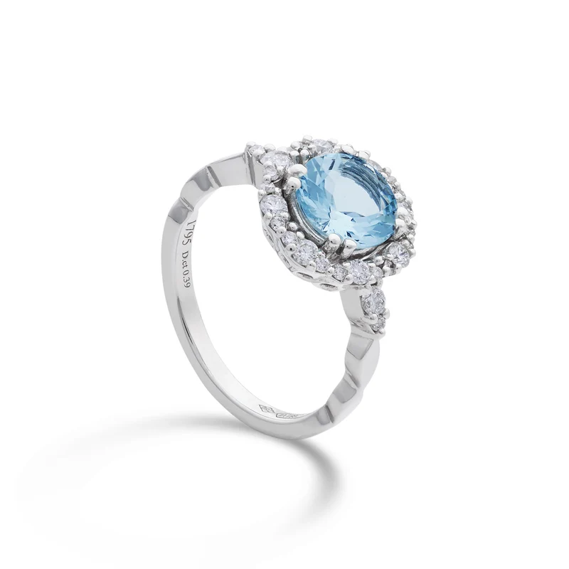 Mikiko an 18k acquamarina tonda 8mm ct.1,34 diam. ct.0,38 MACLC087DIAQ1O4.134