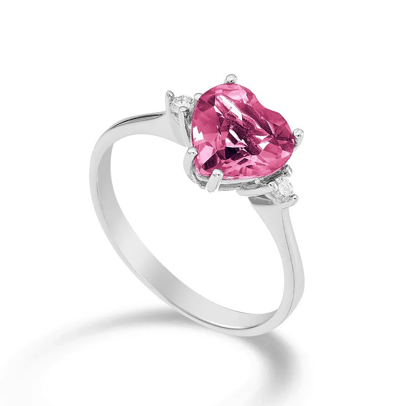 Mikiko an 18k topazio pink cuore 8x8 ct.2,10 diam. ct.0,05 MACL198DITPPK88O4
