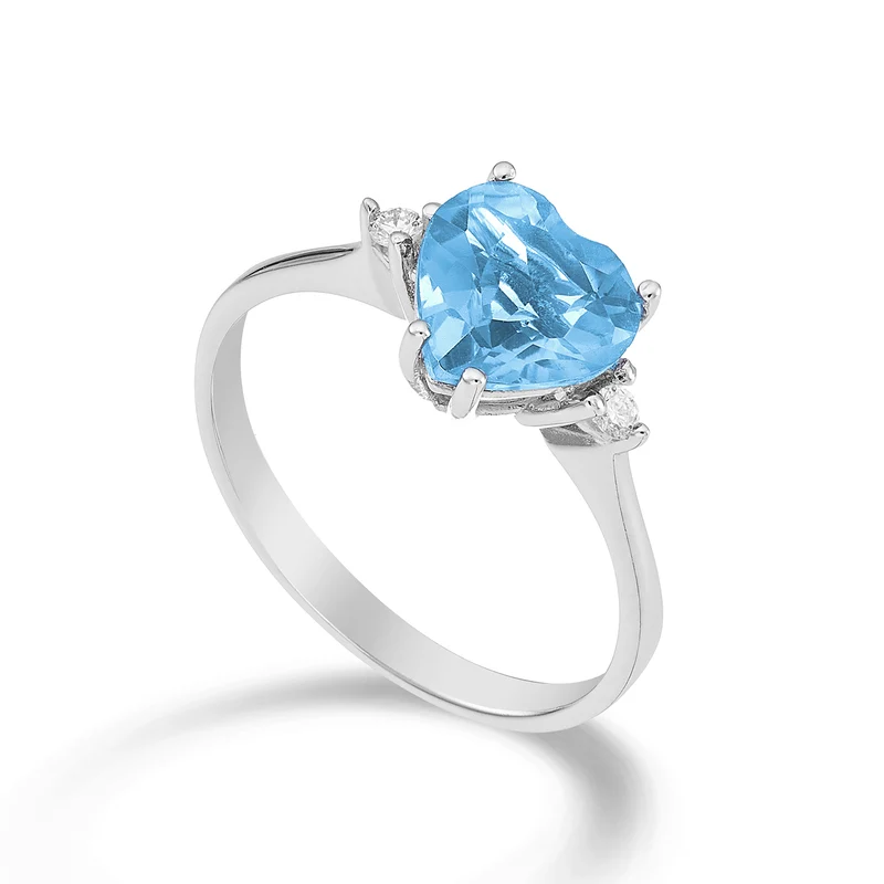 Mikiko an 18k topazio azzurro cuore 8x8 ct.2,30 diam. ct.0,05 MACL198DITPAZ88O4