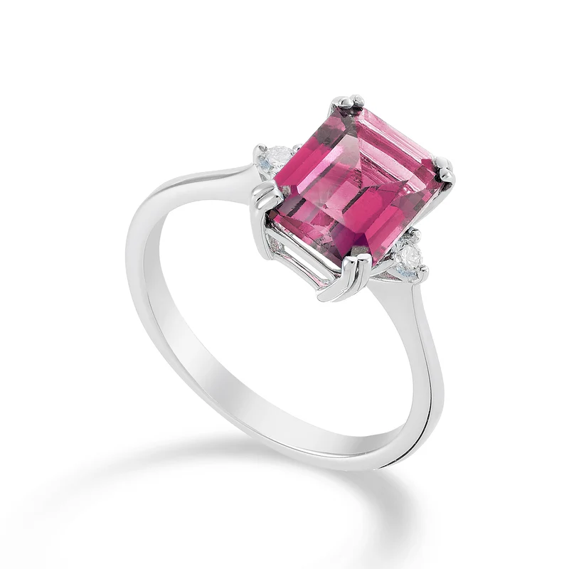 Mikiko an 18k topazio pink ottagonale 7x9 ct.2,60 diam. ct.0,08 MACL090DITPPK4O4