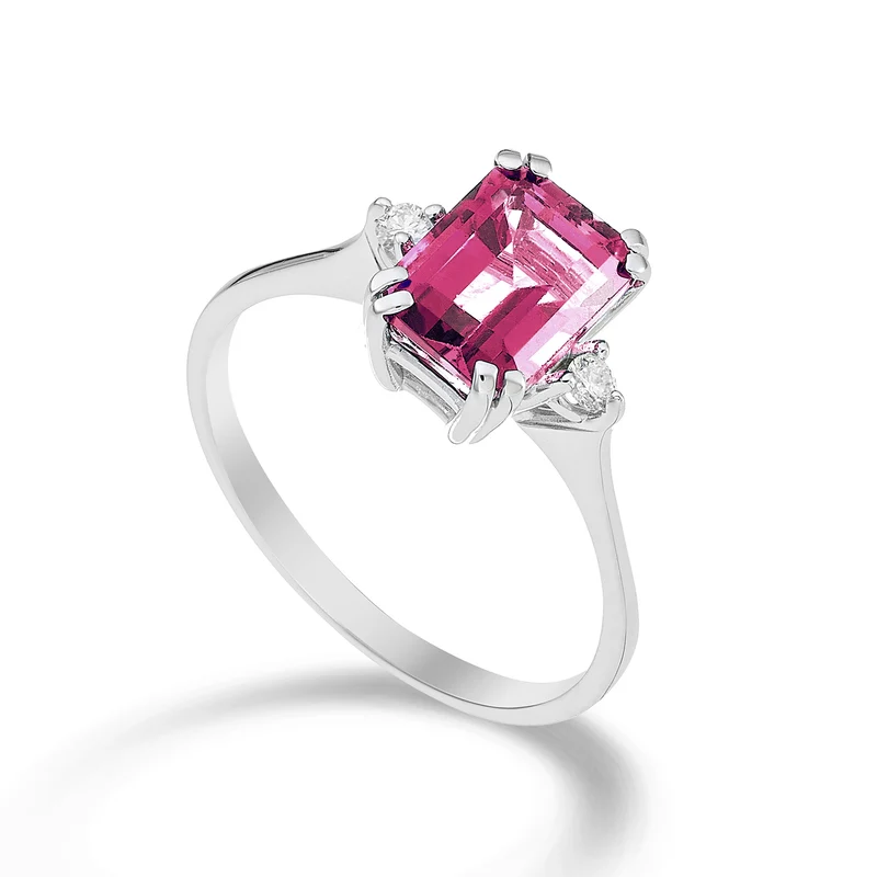 Mikiko an 18k topazio pink ottagonale 8x6 ct.1,90 diam. ct.0,06 MACL090DITPPK3O4