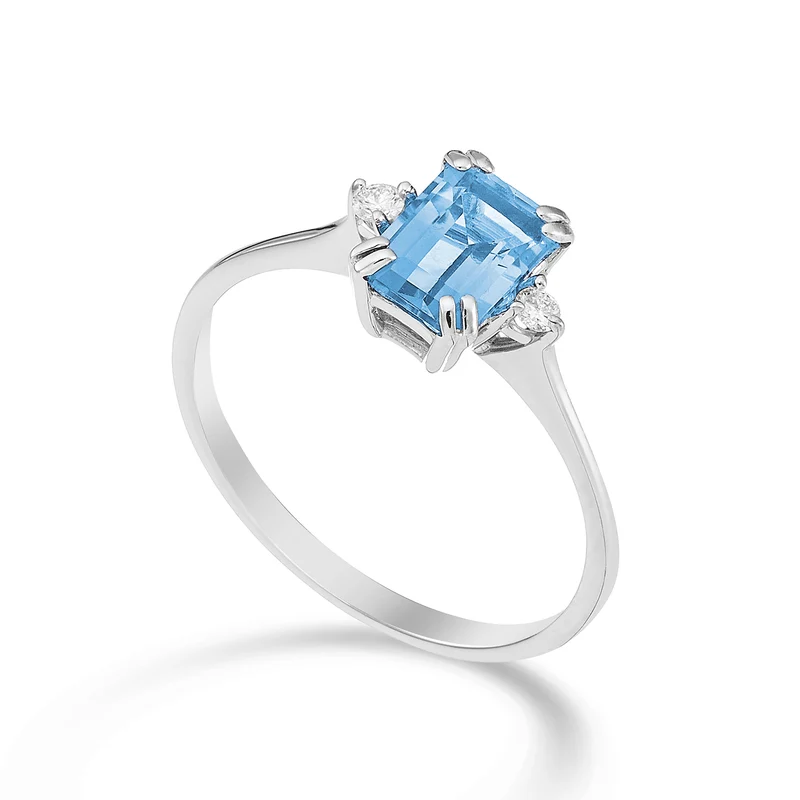 Mikiko an 18k topazio azzurro ottagonale 7x5 ct.1,20 diam. ct.0,05 MACL090DITPAZ2O4