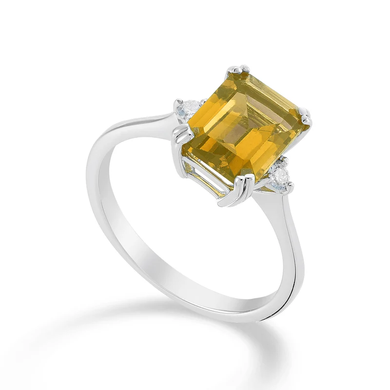 Mikiko an 18k citrino ottagonale 7x9 ct.2,00 diam. ct.0,08 MACL090DICITR4O4