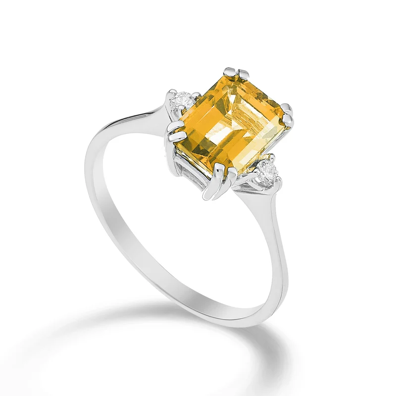 Mikiko an 18k citrino ottagonale 8x6 ct.1,30 diam. ct.0,06 MACL090DICITR3O4
